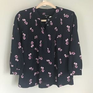 Madewell Navy Floral Blouse (xxs)